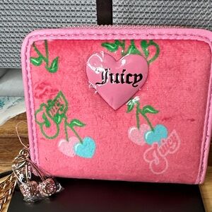 Juicy Couture Pink Wallet with Heart and Cherry Design